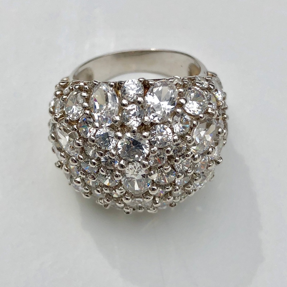 Designer PJM Sterling Silver CZ Statement Ring